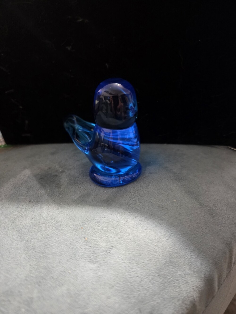 Fenton  SIGNED Blue Glass Bird Figurine - Decorative Home Accent